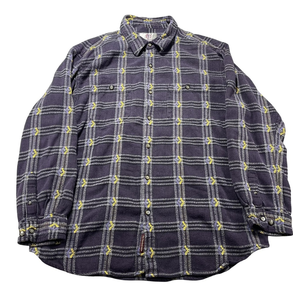 The Territory Ahead Shirt Mens‎ 2XL Purple Plaid Cotton Button Front Long Sleeve